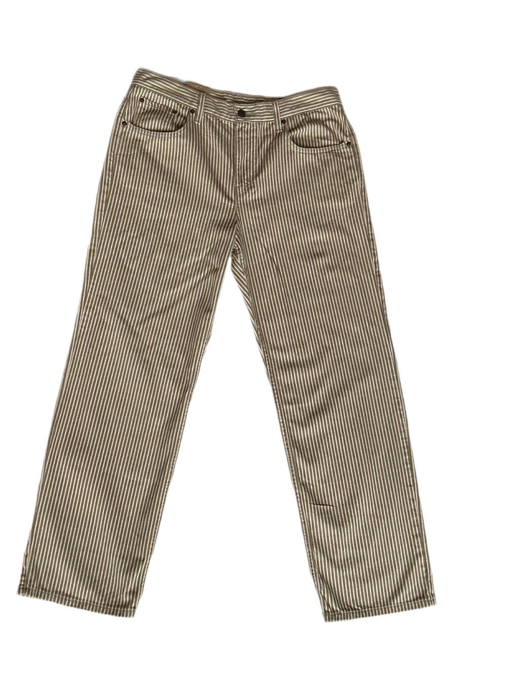 Levi's Low Pro Brown Striped Straight Leg Mid Rise Pants Beige 31x30 NWT